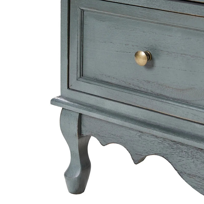 Farmhouse 30" Tall Distressed 3-Drawer Nightstand with Solid Wood Legs