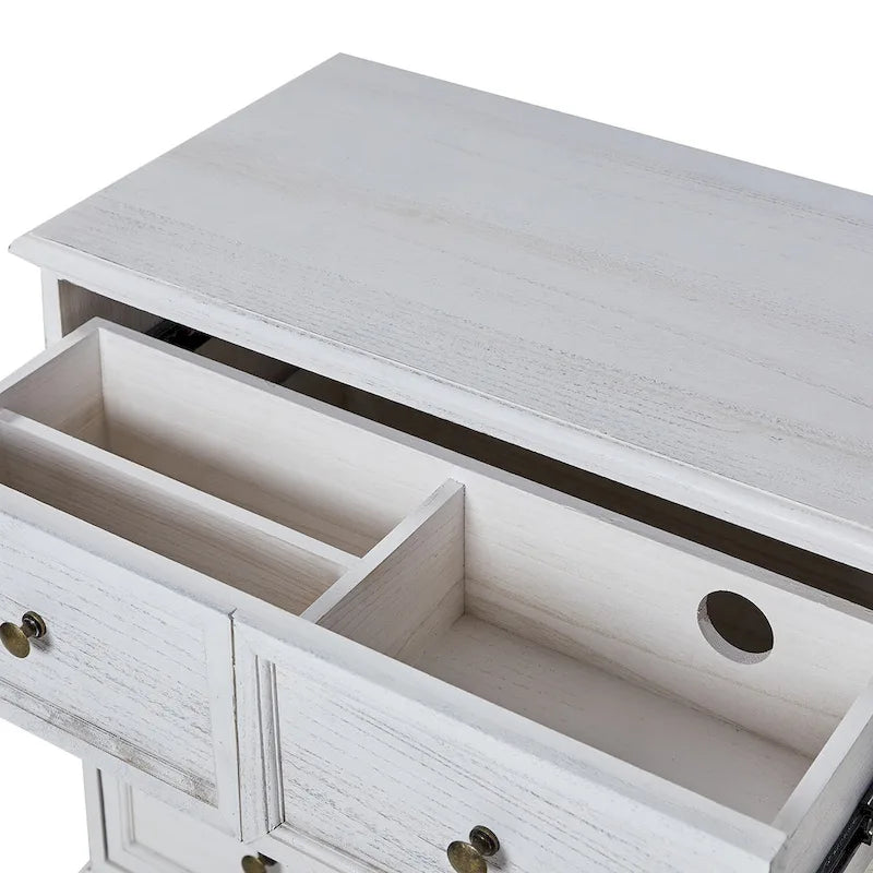 Farmhouse 30" Tall Distressed 3-Drawer Nightstand with Solid Wood Legs