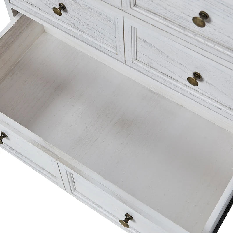 Farmhouse 30" Tall Distressed 3-Drawer Nightstand with Solid Wood Legs