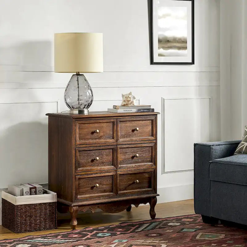 Farmhouse 30" Tall Distressed 3-Drawer Nightstand with Solid Wood Legs