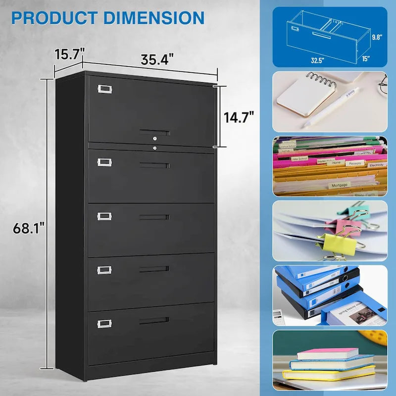 Steel Lateral File Cabinet with Lock