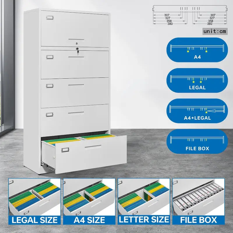 Steel Lateral File Cabinet with Lock