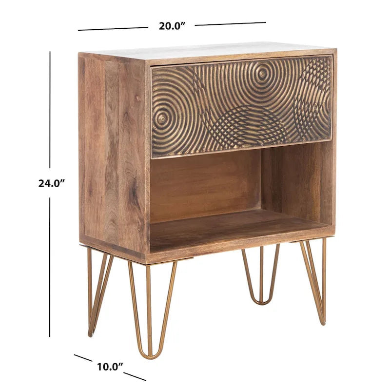 1-Drawer Textured Nightstand with Open Shelf