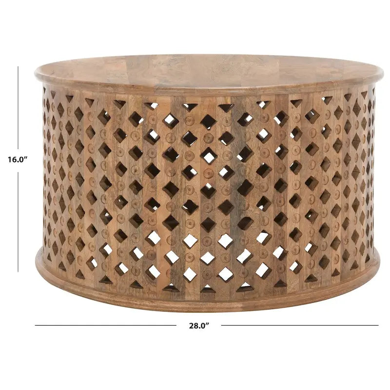Round Coffee Table with Storage Shelf - 28 L x 28 D x 16 H