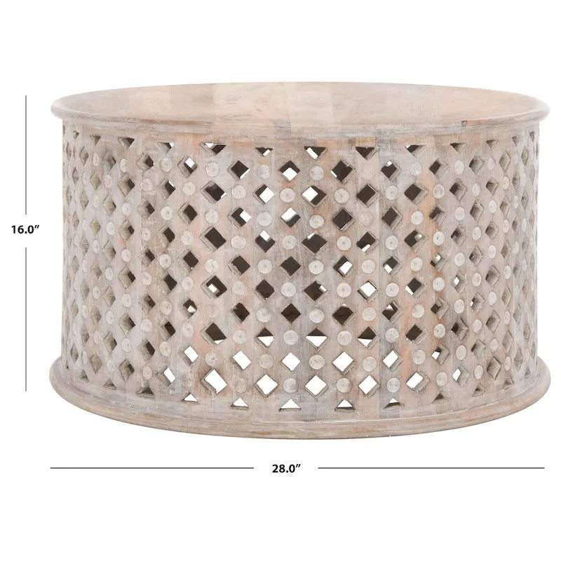 Round Coffee Table with Storage Shelf - 28 L x 28 D x 16 H