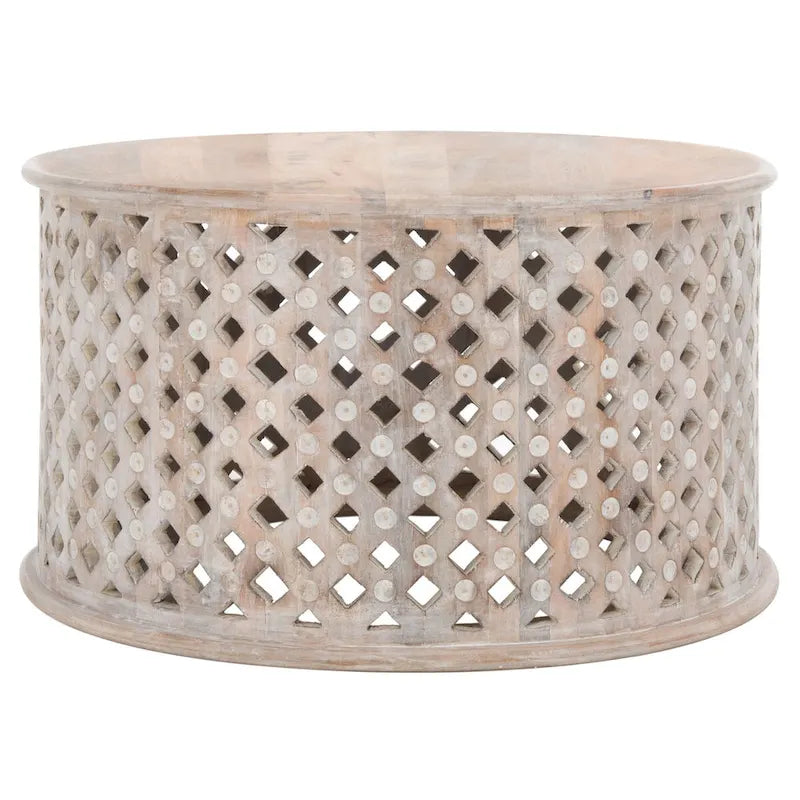 Round Coffee Table with Storage Shelf - 28 L x 28 D x 16 H