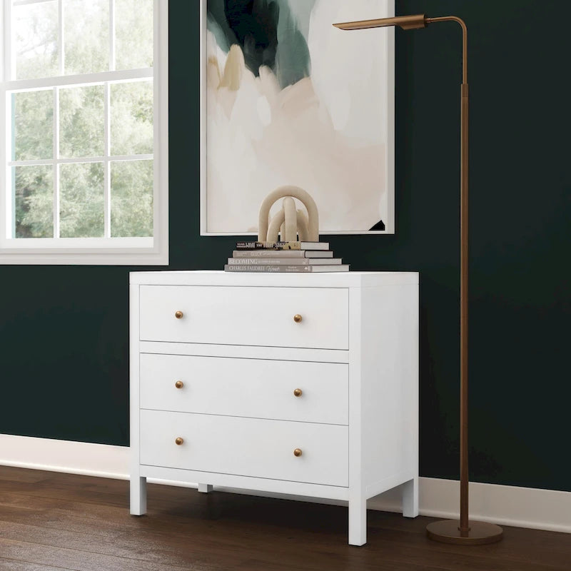 3-Drawer Wood Dresser with Metal Handles