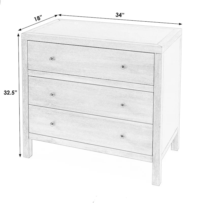 3-Drawer Wood Dresser with Metal Handles