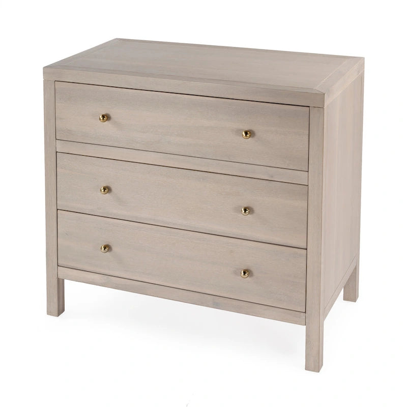 3-Drawer Wood Dresser with Metal Handles