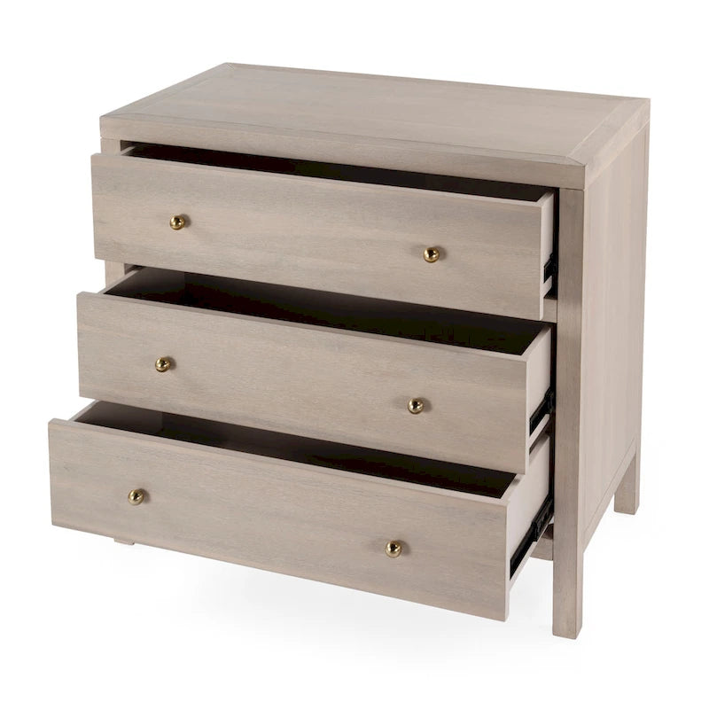 3-Drawer Wood Dresser with Metal Handles