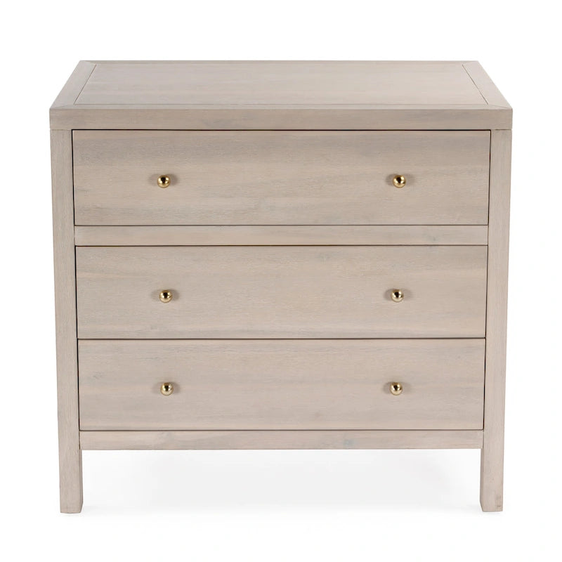 3-Drawer Wood Dresser with Metal Handles