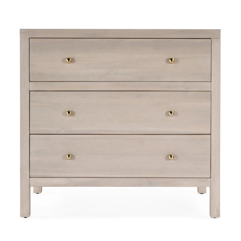 3-Drawer Wood Dresser with Metal Handles
