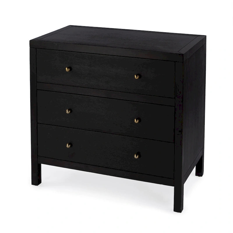 3-Drawer Wood Dresser with Metal Handles