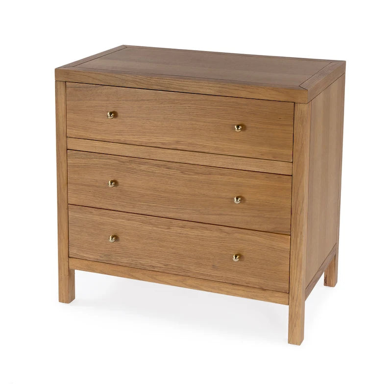 3-Drawer Wood Dresser with Metal Handles