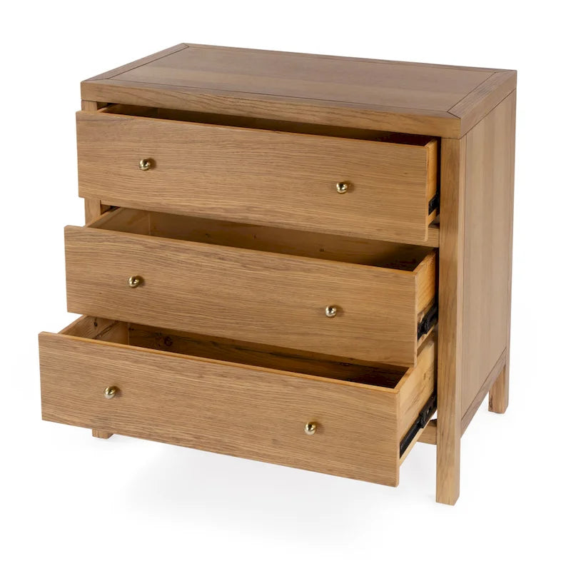 3-Drawer Wood Dresser with Metal Handles