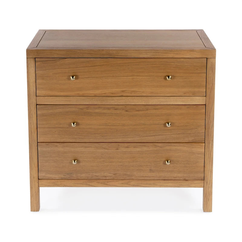 3-Drawer Wood Dresser with Metal Handles
