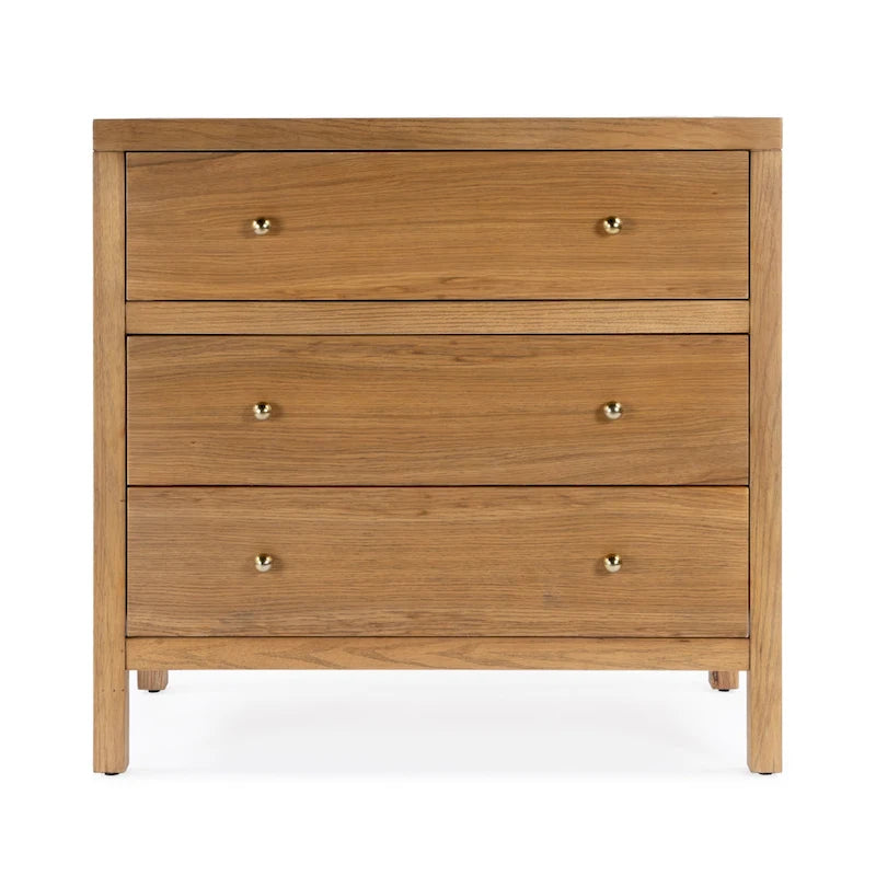 3-Drawer Wood Dresser with Metal Handles