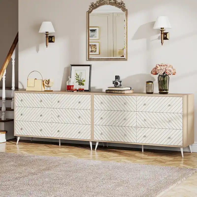 6-Drawer Storage Cabinet Dresser with Metal Legs for Bedroom Living Room Entryway