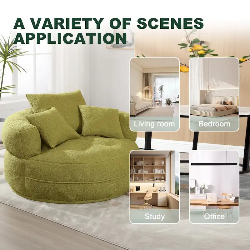 Circular wide living room fabric sofa, balcony homestay lazy sofa chair