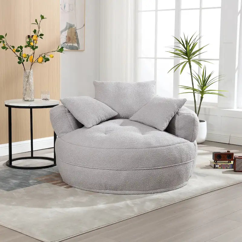 Circular wide living room fabric sofa, balcony homestay lazy sofa chair