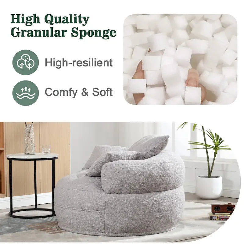 Circular wide living room fabric sofa, balcony homestay lazy sofa chair