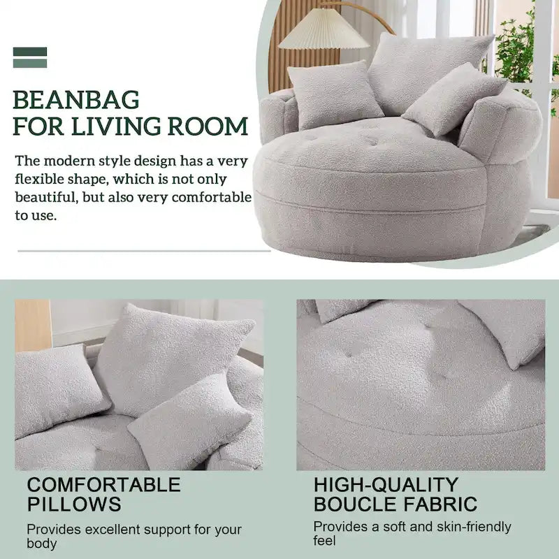 Circular wide living room fabric sofa, balcony homestay lazy sofa chair