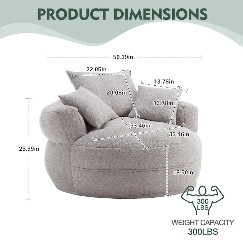 Circular wide living room fabric sofa, balcony homestay lazy sofa chair