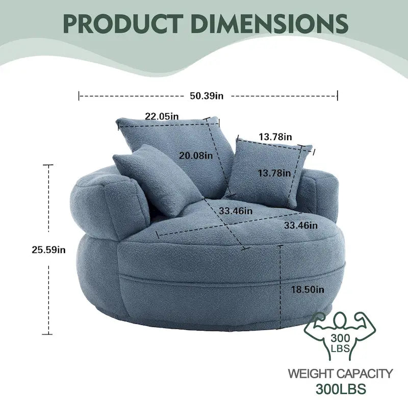 Circular wide living room fabric sofa, balcony homestay lazy sofa chair