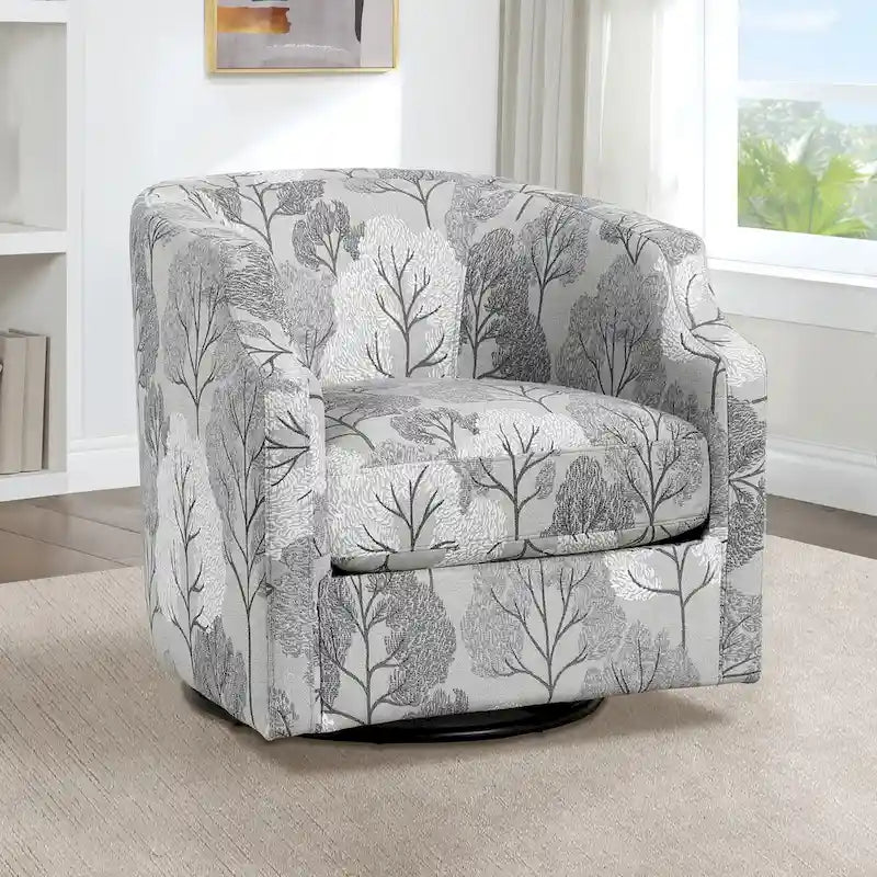 Swivel Glider Barrel Accent Chair with 360-Degree Rotation