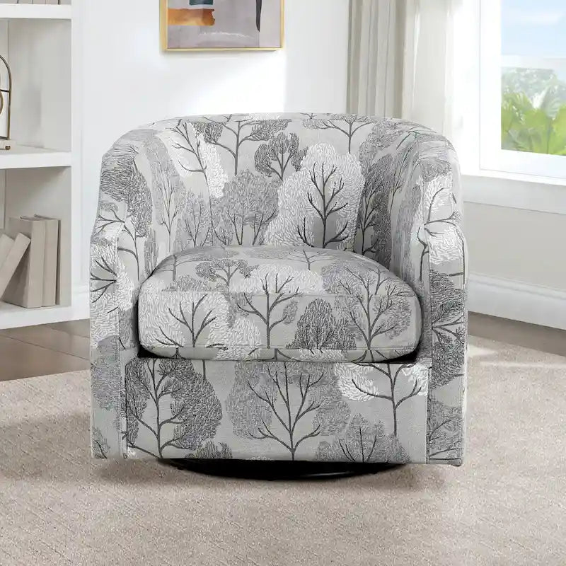 Swivel Glider Barrel Accent Chair with 360-Degree Rotation