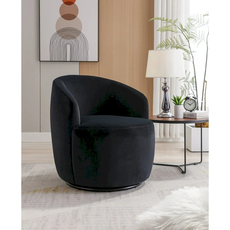 Swivel Accent Chair, Modern Round Vanity Chair for Living Room, Comfy Velvet Barrel Armchair, Small Single Sofa