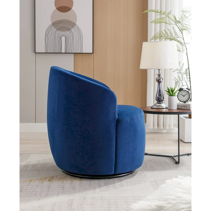 Swivel Accent Chair, Modern Round Vanity Chair for Living Room, Comfy Velvet Barrel Armchair, Small Single Sofa