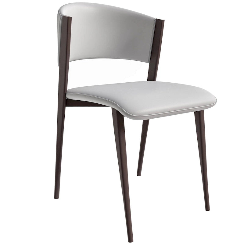 Modern PU Leather Dining Chair with Curved Back and Black Metal Legs