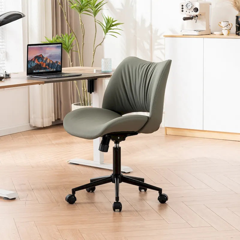 Swivel Armless Ergonomic Office Chair with Wheels