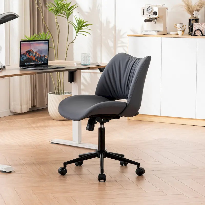 Swivel Armless Ergonomic Office Chair with Wheels