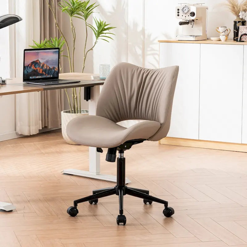 Swivel Armless Ergonomic Office Chair with Wheels