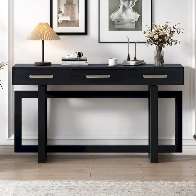 Elegant Console Table with Three Drawers, Extra Long Entryway Table for Entryway, Hallway, Living Room, Foyer