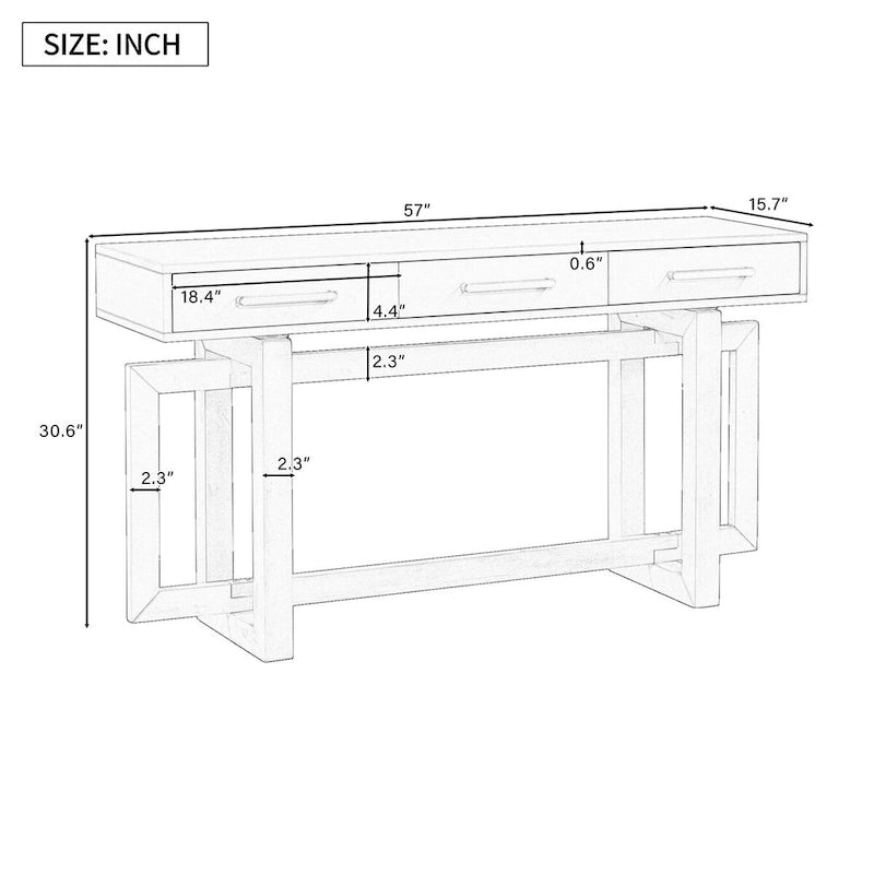 Elegante consoletafel met drie laden, extra lange haltafel voor entree, hal, woonkamer en foyer