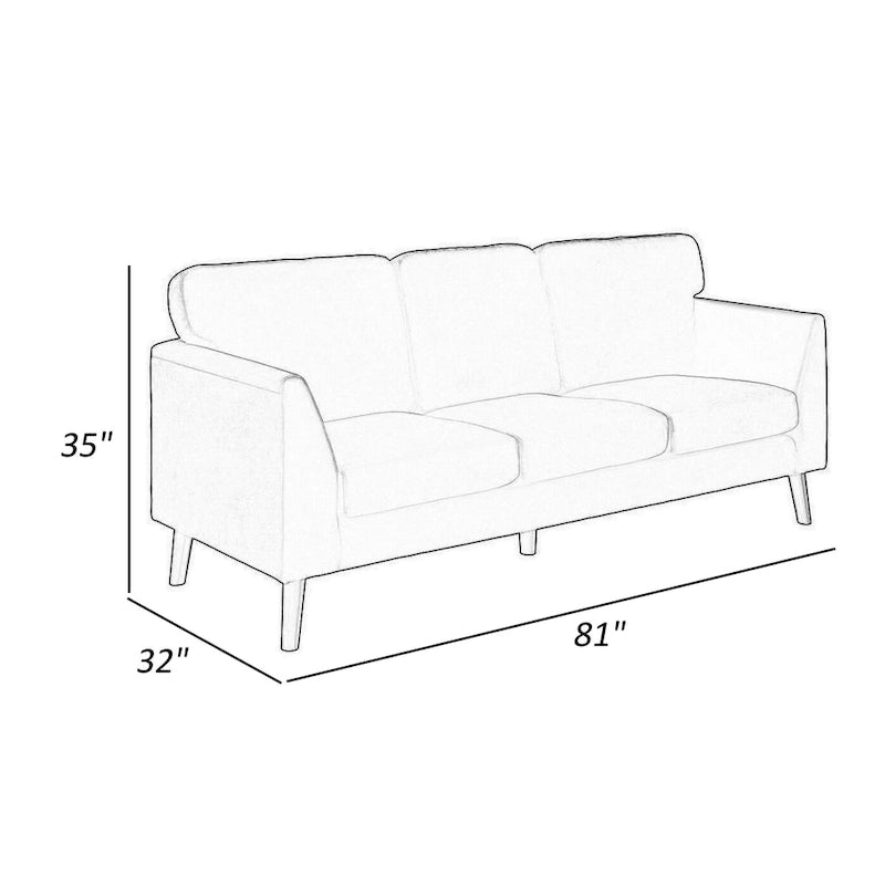 81 Inch Yellow Velvet Sofa with Reversible Cushions and Dark Brown Wood Base