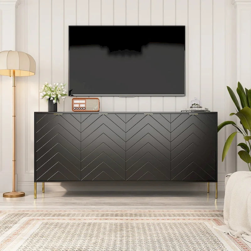 Mid-Century Four Door Storage Buffets Sideboards