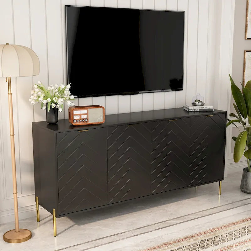 Mid-Century Four Door Storage Buffets Sideboards