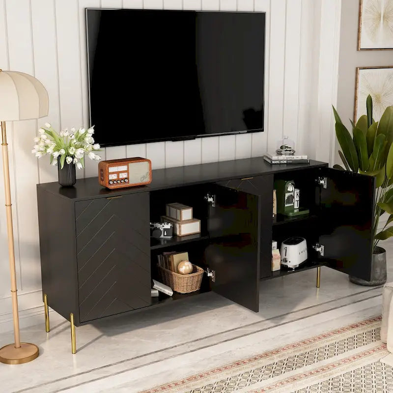 Mid-Century Four Door Storage Buffets Sideboards