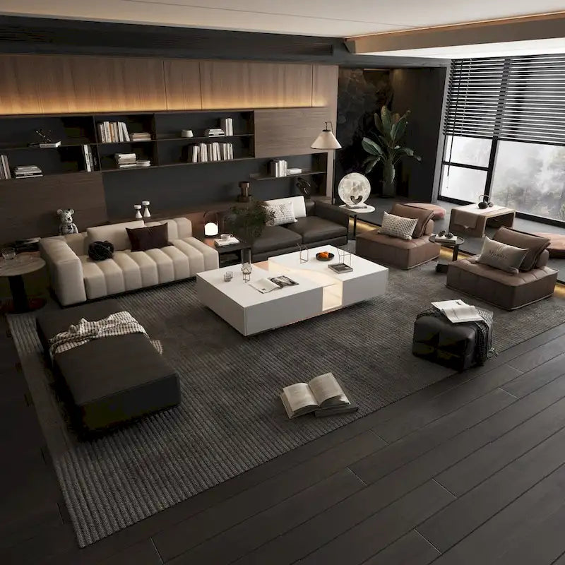 White 2-Drawer Coffee Table with LED Display Top
