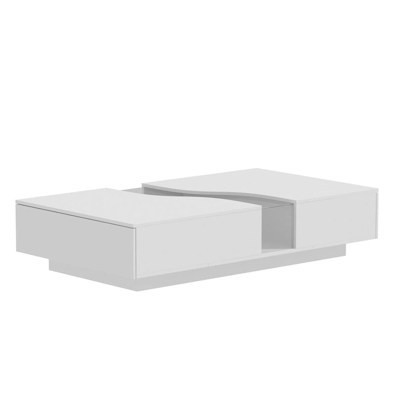 White 2-Drawer Coffee Table with LED Display Top