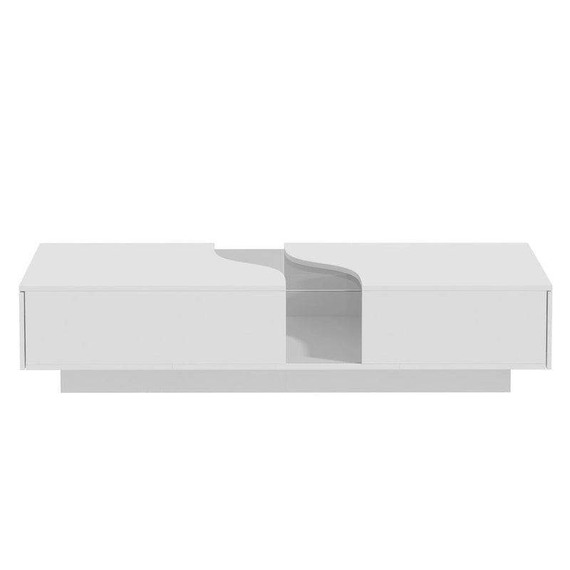 White 2-Drawer Coffee Table with LED Display Top