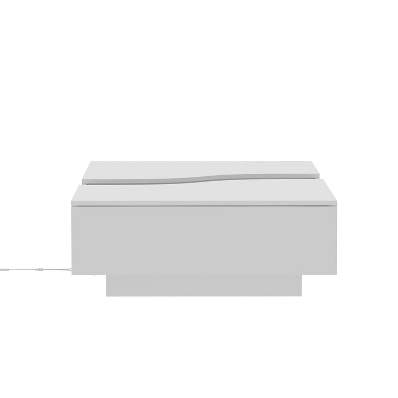 White 2-Drawer Coffee Table with LED Display Top