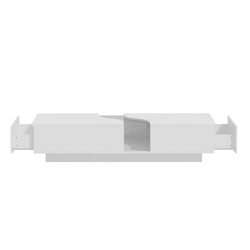 White 2-Drawer Coffee Table with LED Display Top