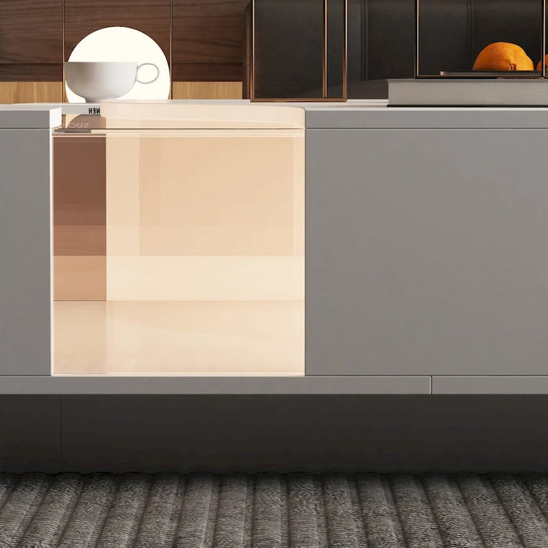 White 2-Drawer Coffee Table with LED Display Top