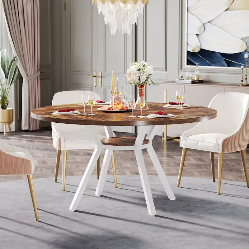 47 Inches Modern Round Dining Table for 4 - 47.2D x 47.2W x 29.9H