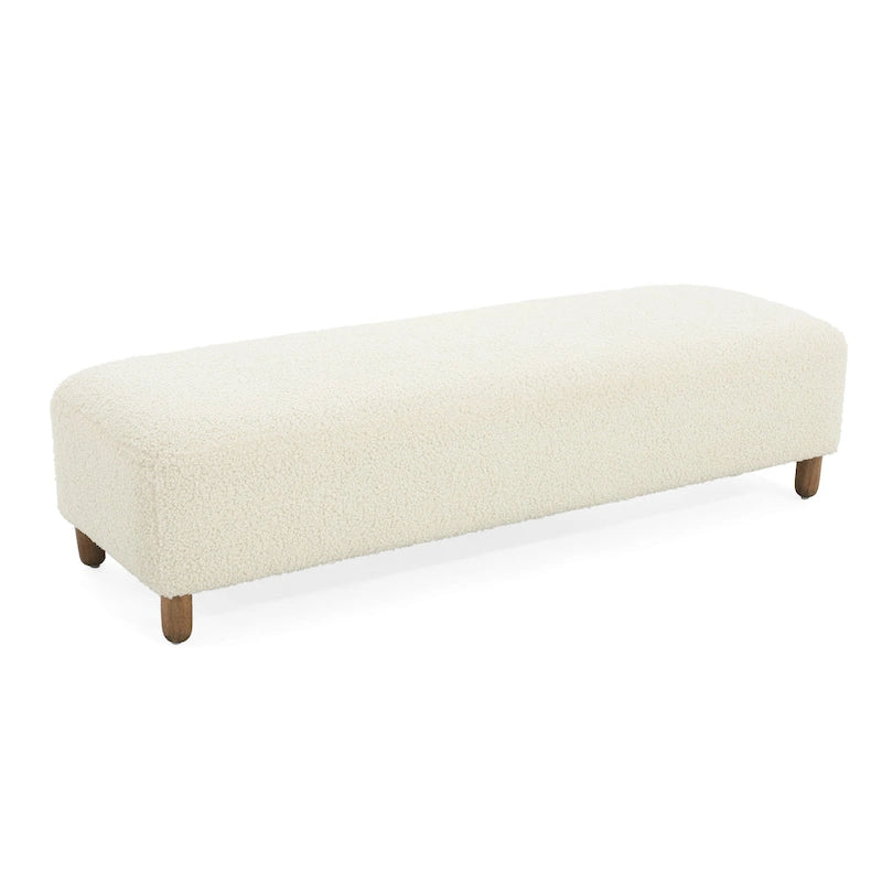 Modern Boucle Upholstered Ottoman Bench for Two